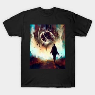 Traveler in another dimension world abstract T-Shirt